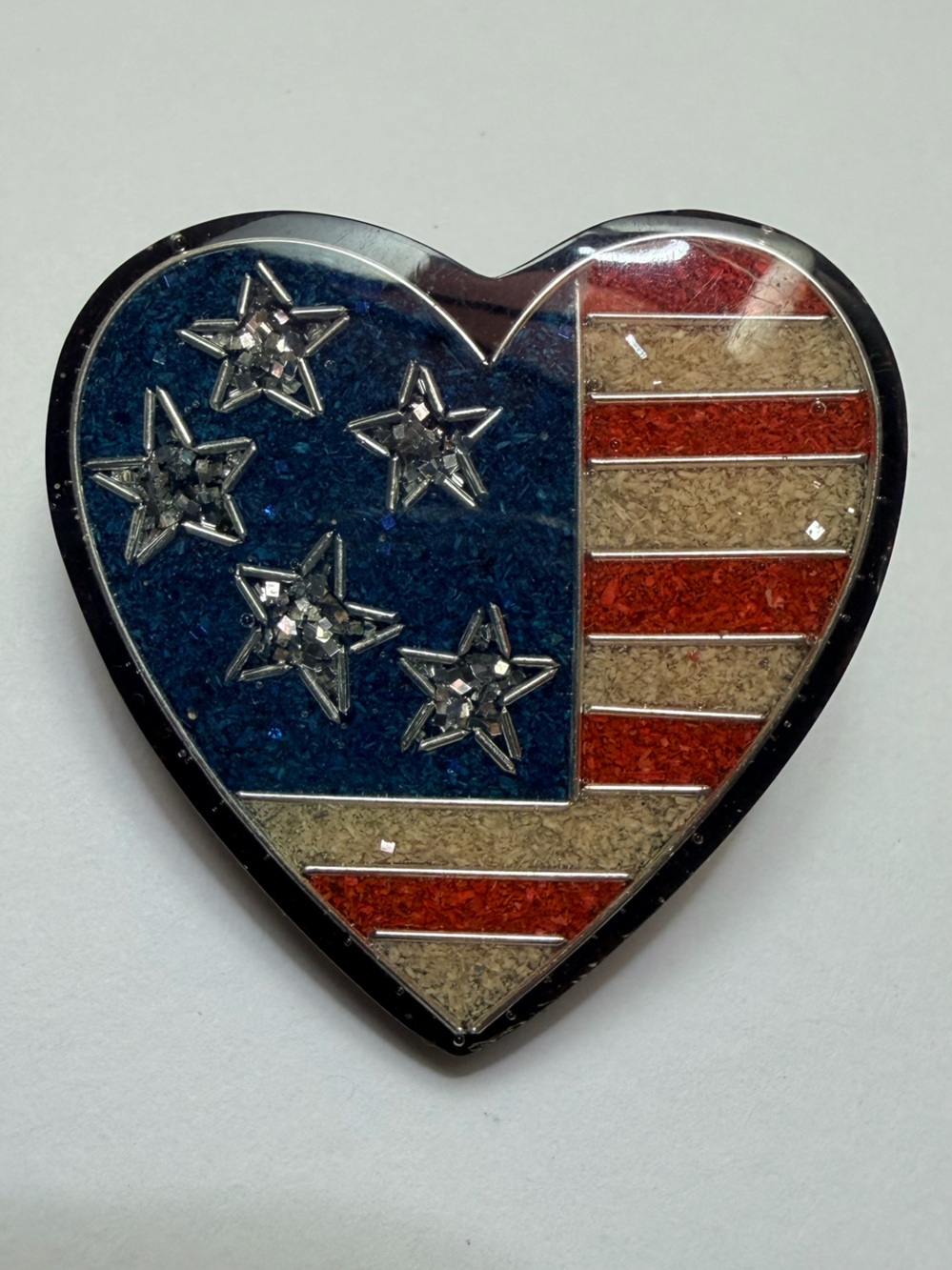 Heart-Shaped American Flag Pin - 1 1/2”